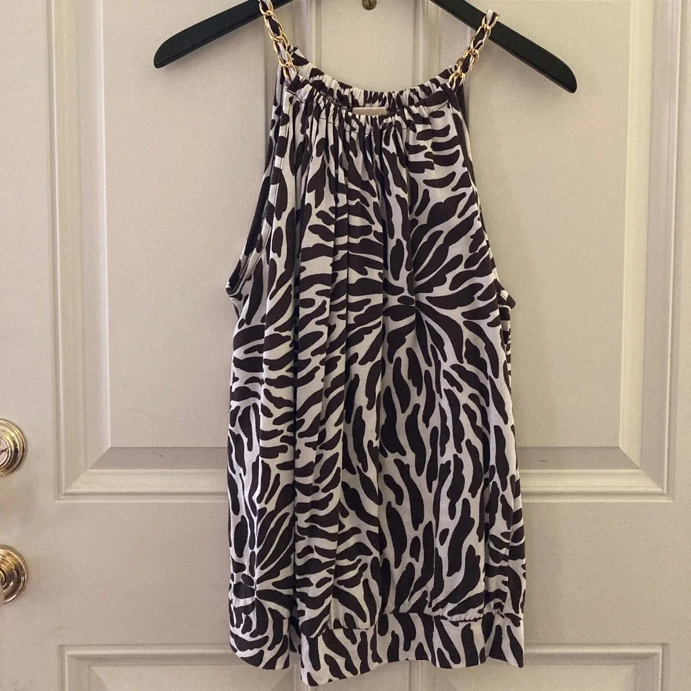 FINAL SALE! Michael Kors Animal Print Top/Chain/Brown/White/L/NEW/PRICE FIRM!
